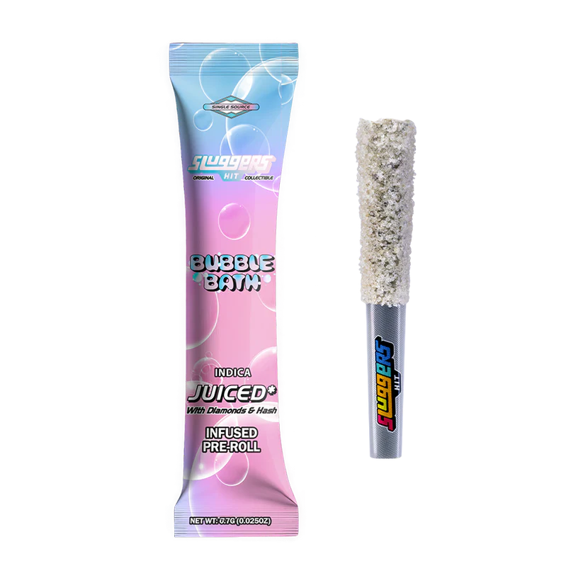 Sluggers- Bubble Bath Juiced Pre-Rolls. Indica (Single)