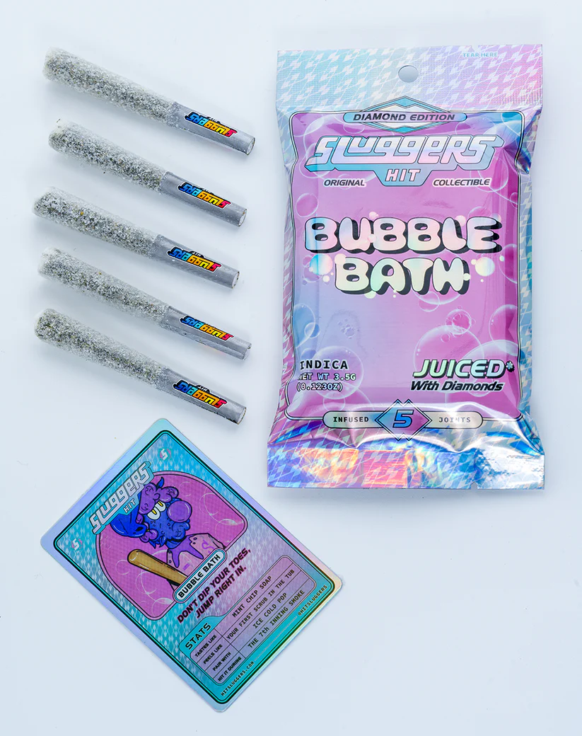 Sluggers- Bubble Bath Juiced Pre-Rolls. Indica (5 Pack) - Image 5